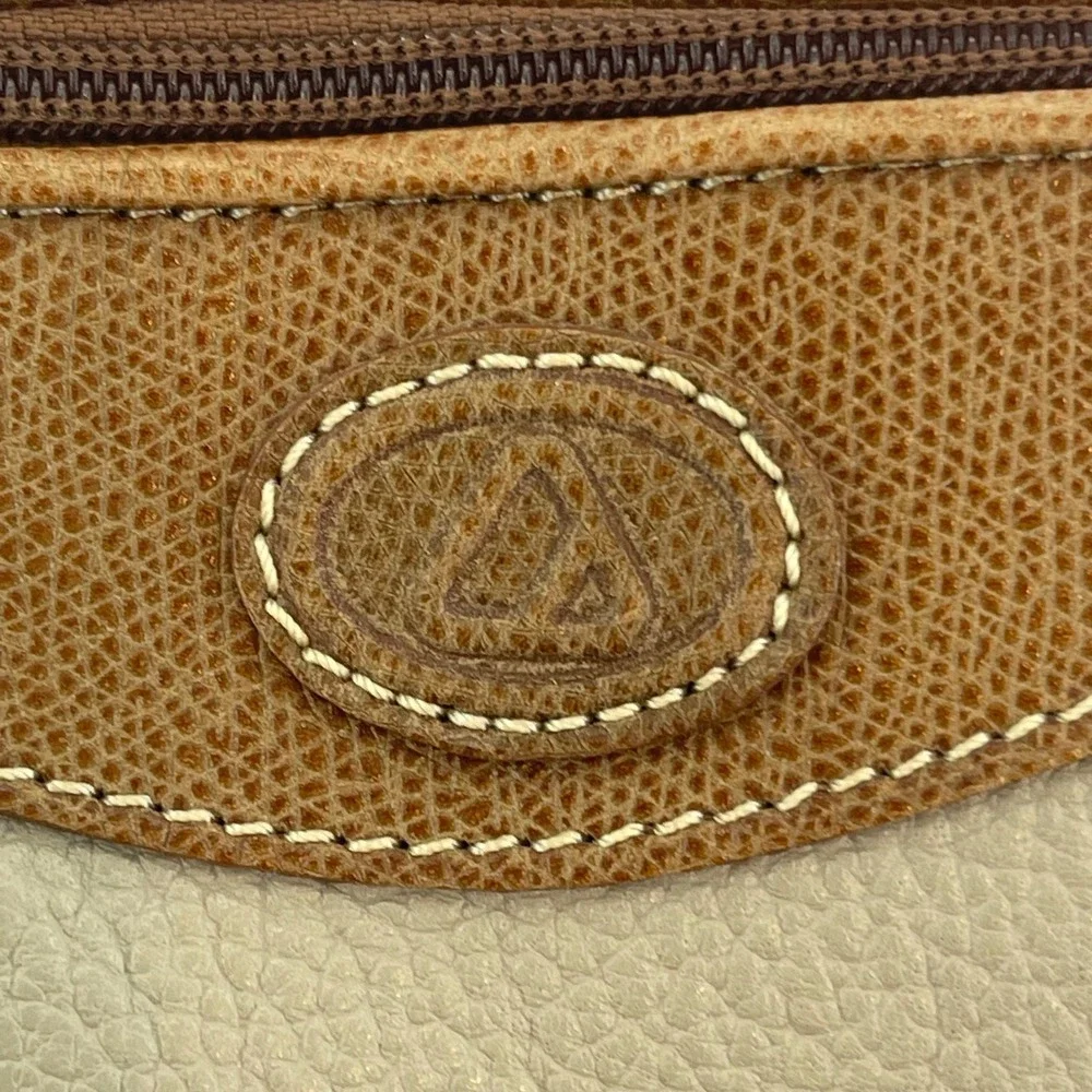 Vintage Liz Claiborne Crossbody Satchel Bag Medium Beige Tan Leather 90s Minimal